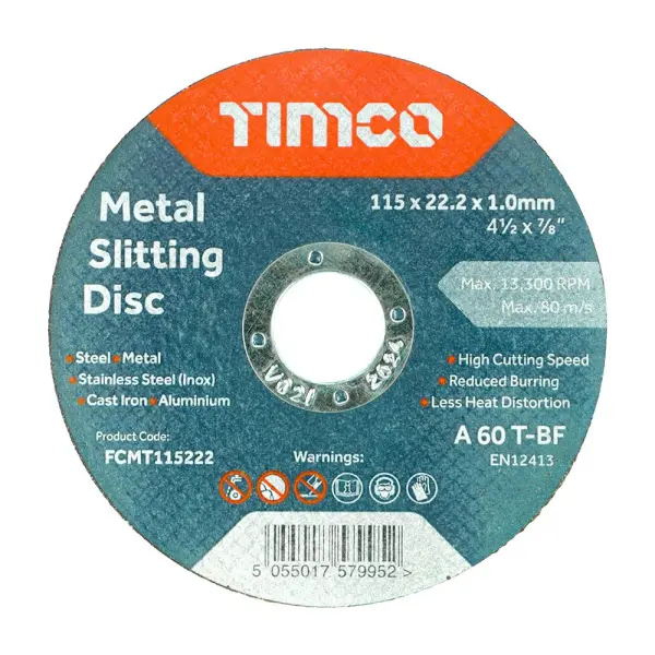 Timco 115mm Bonded Abrasive Metal Cutting Discs, 25-Pack