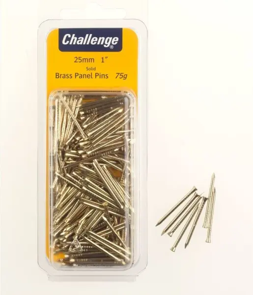 Challenge Brass Panel Pins 25mm 60g Pack