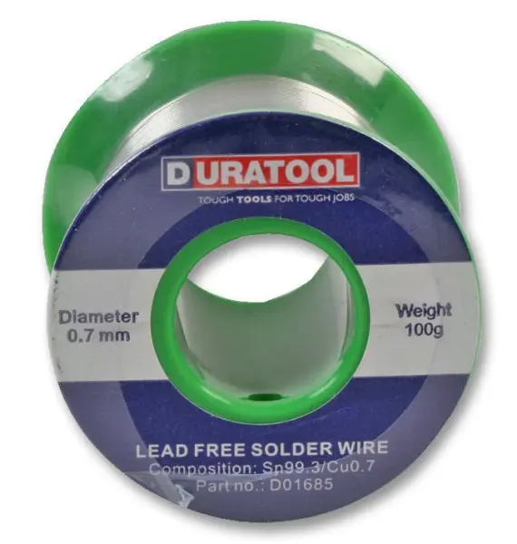 DURATOOL Lead-Free Solder Wire, 0.7mm, 100g
