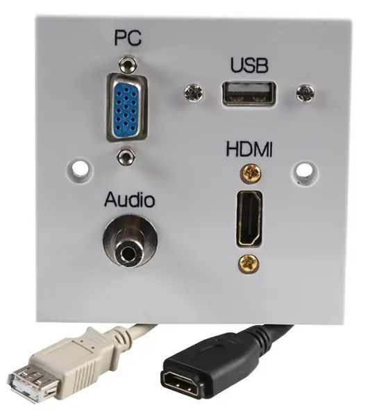 PRO SIGNAL Placa de Pared Multimedia 1-Gang con HDMI, VGA, Audio y USB