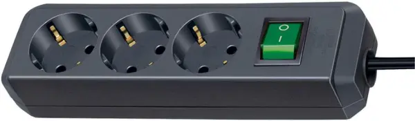 BRENNENSTUL - Eco-Line Kabel Sambungan Euro 3 Lubang, 3m, Hitam