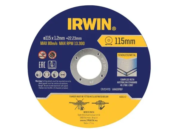 IRWIN® Cakera Pemotong Logam 115 x 1.2 x 22.2mm (10 pcs)