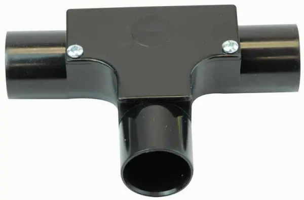 Pro Power 25mm Zwart Inspectie T-stuk voor Ronde Leiding