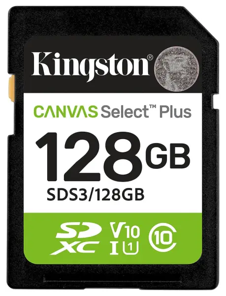 Kingston Canvas Select Plus 128GB SDXC Memory Card, Class 10 UHS-I
