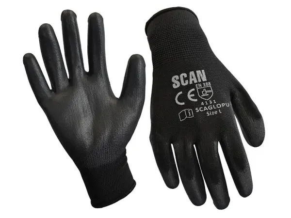 Scan Schwarze PU-beschichtete Handschuhe - Größe 9 (L) (240 Paar)