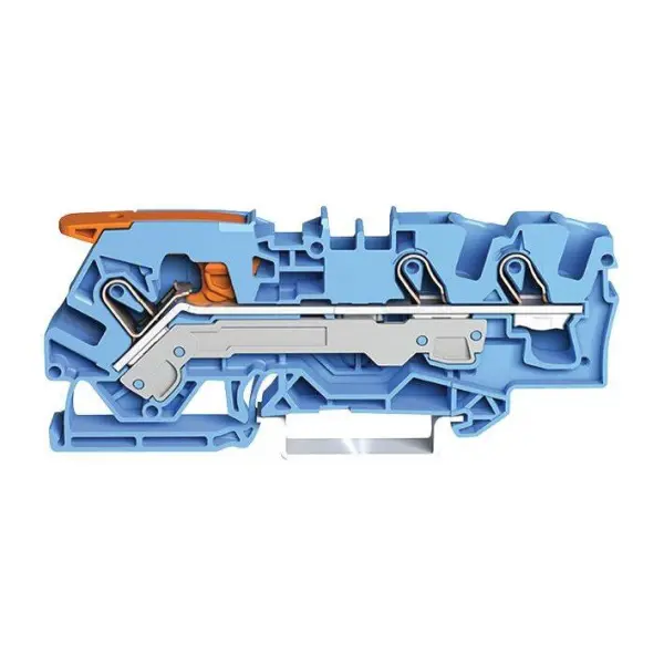 WAGO 3 Conductor Through Terminal Block Lever, Push In Cage Clamp - Blue