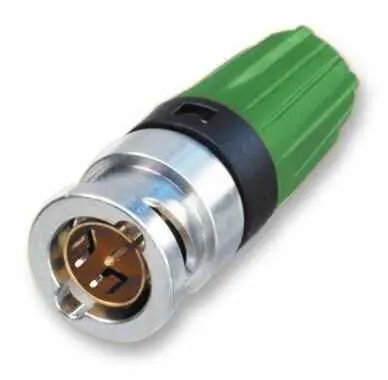 NEUTRIK RearTWIST BNC Plug, Επίχρυσος, 75Ω, Πράσινο