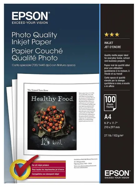 EPSON A4 Photo Quality Inkjet Paper 100 Sheets 102gsm