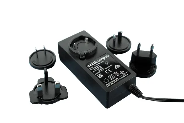 Multicomp Pro AC/DC Interchangeable Power Supply, 2.1mm DC Plug - 12V 5A 60W