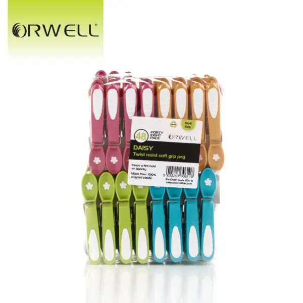 Orwell Daisy Twist Resist Soft Grip Pegs 48pk
