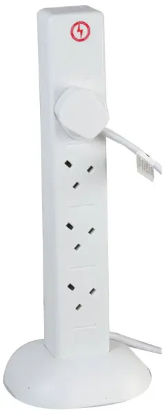 PRO ELEC - Sreangú Síneadh 8-Slí le Cosaint Tarraingthe, 2m, Bán