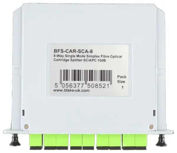 Single Mode Fibre Cartridge Splitter 8 Way Simplex SC/APC