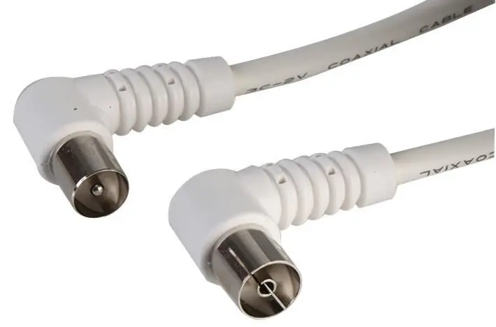 PRO SIGNAL Cable Coaxial para TV en Ángulo de 90°, 2m, Blanco