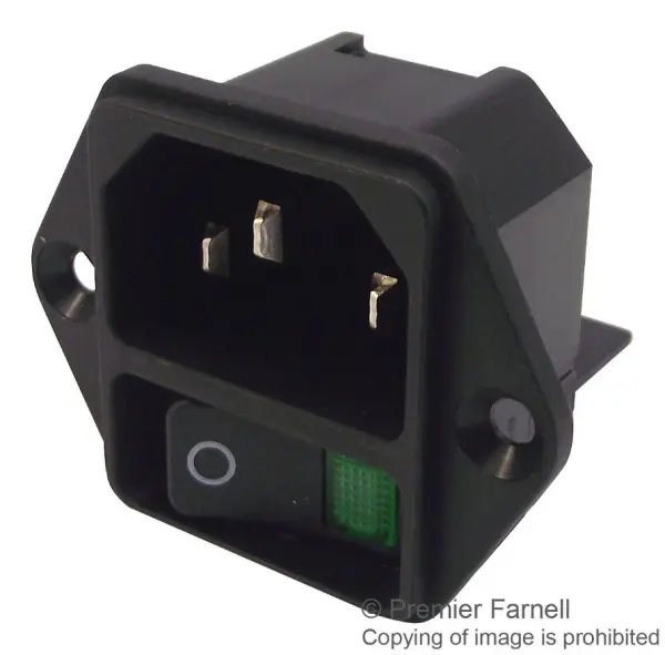 Schurter Entrada IEC C14 com Iluminação Verde e Ligação Rápida, 12A 250V
