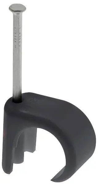 Q-CRIMP Round Cable Clips, Nail Mount, Pack of 100 - Black