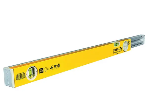 Stabila 80T Telescopic Spirit Level, 2 Vials, 80-127cm