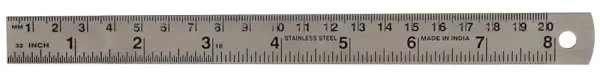 Duratool 200mm Stainless Steel Ruler with Metric/Imperial Markings