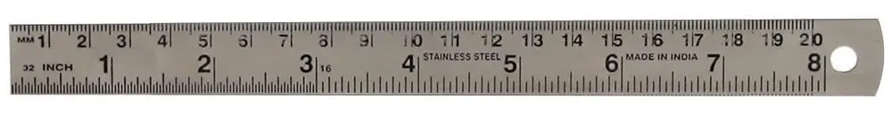 Duratool 200mm Stainless Steel Ruler with Metric/Imperial Markings