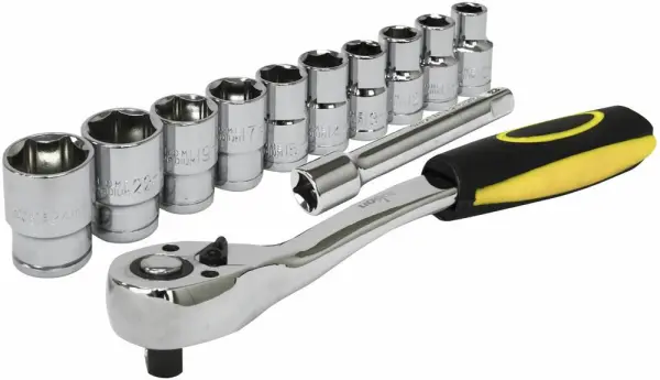 Rolson 1/2" Ratchet &amp; Socket Set Metric 10 Piece