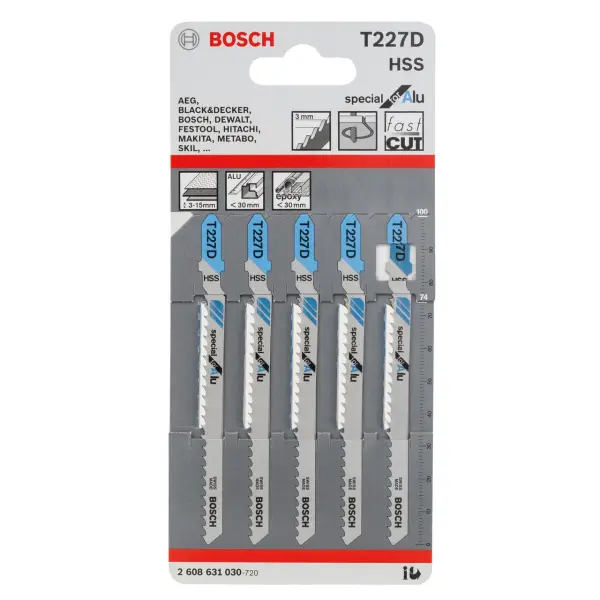 Bosch 曲线锯锯条 T227D 铝材切割专用 (5件装)