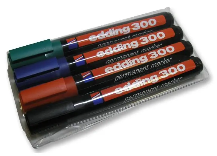 EDDING Bullet Tip Permanent Marker Pens, 4 Pack, Assorted Colours