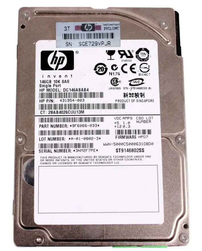 Recertified HP כונן קשיח SAS 2.5 אינץ' 146GB 10K RPM
