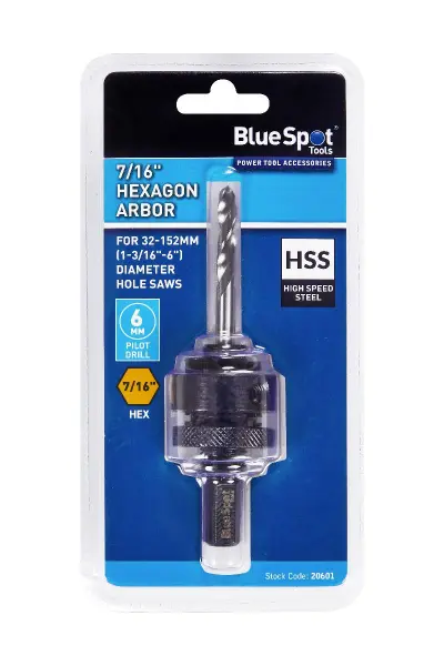 Blue Spot Tools 7/16六角柄孔锯适配器 兼容32-152mm孔锯