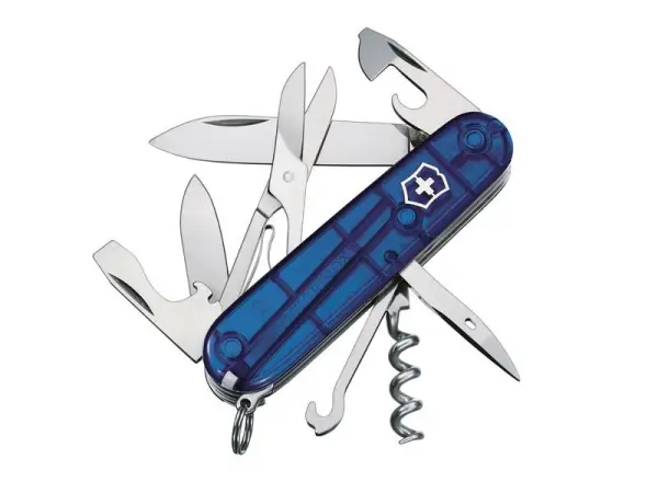 Victorinox - Pisau Swiss Army Model Climber, Biru Lutsinar, 91mm