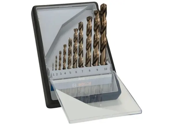 Bosch PRO HSS-Co Twist Drill Bit Set, 10-Piece, Stainless Steel