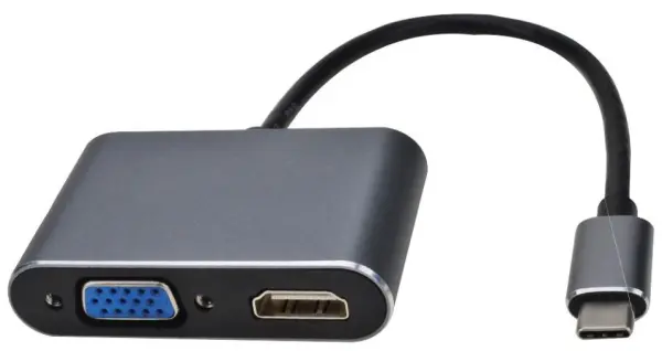 Adaptador 2 em 1 PRO SIGNAL USB-C para HDMI 4K e VGA 1080p