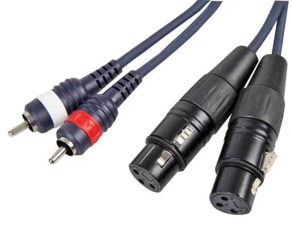Raraion 2x XLR Female to 2x RCA Male Adapter Lead, 1.5m Black