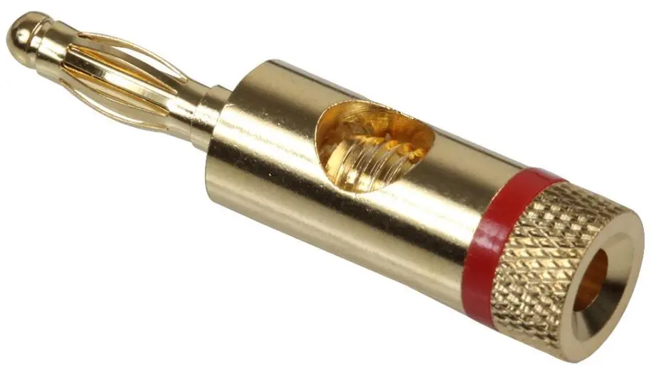 Fiche banane PRO SIGNAL 4mm, plaquée or, rouge