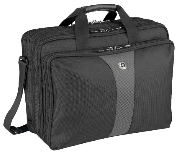 WENGER SWISS GEAR Legacy 17 Laptop Case, Black – Triple Compartment