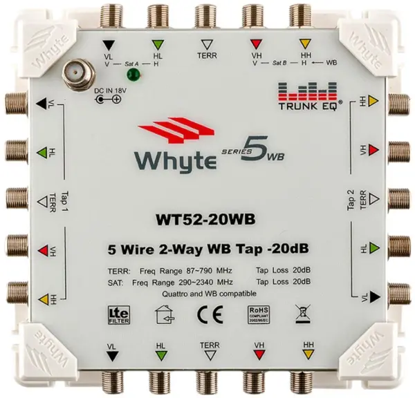 WHYTE WT52-20WB Series 5 WB Tap, 2-Way, -20dB