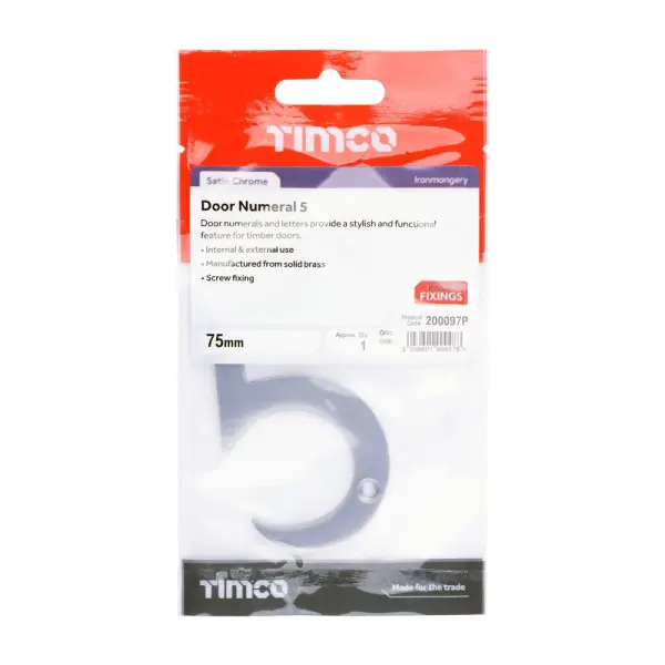 Timco - Numéro de porte en laiton - Satin Chrome 75 mm