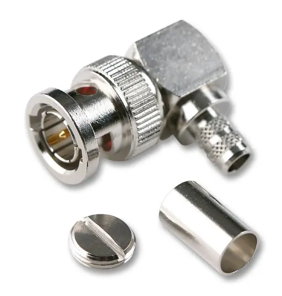 Pro Signal UK BNC Crimp Plug, Right Angle, 50Ω, RG174/RG316, Brass