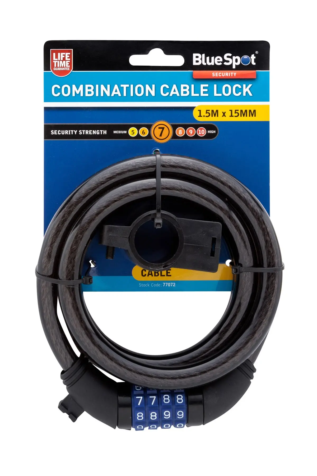 Blue Spot Tools 1.5m x 15mm Steel Combination Cable Lock