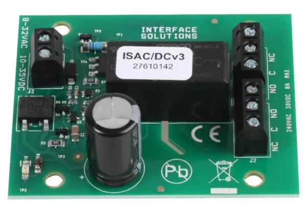 INTERFACE SOLUTIONS AC/DC v3 Relais, Dubbelpolig, 8-32V AC/10-35V DC