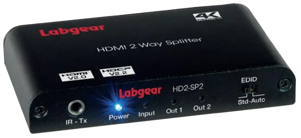 LABGEAR 2ウェイ 4K HDMI 2.0 スプリッター HDCP 2.2対応 4K@60Hz