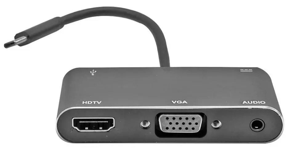 DYNAMODE USB-C go HDMI & VGA Tánaiste le Seachadadh Cumhachta agus Fuaim