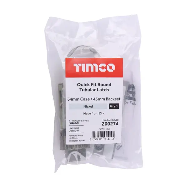 Timco - Loquet QuickFit rond nickelé - Boîtier 64 / Déport 45