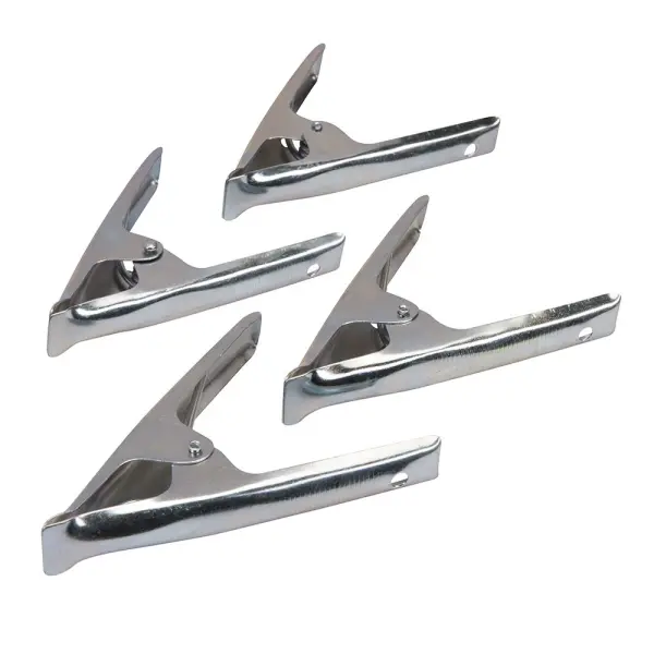 Silverline Stall Clips 4pk - 70mm Jaw, Steel Spring Clips
