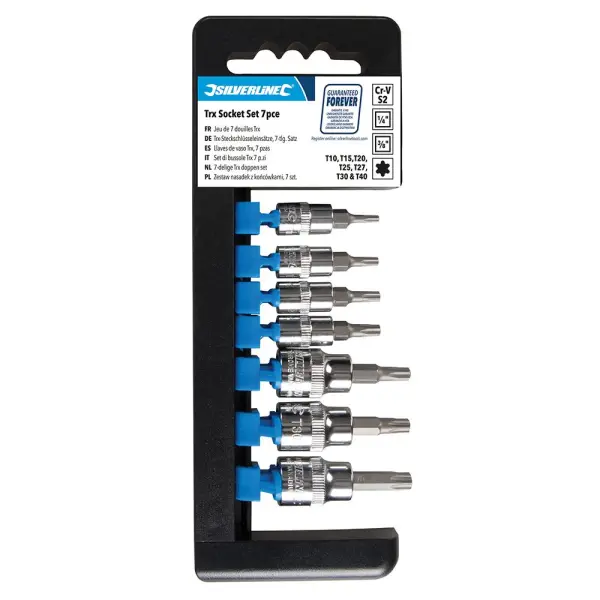 Silverline - Tacar Socaid T10-T40, Dúbailt Tiomána 1/4 & 3/8, 7-Bphyc