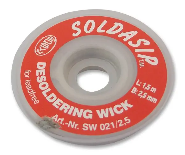 EDSYN SOLDASIP Lead-Free Desoldering Braid, 2.5mm x 1.5m