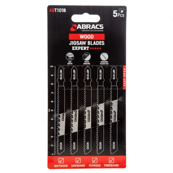 Abracs ABT101B Lame per Sega da Traforo per Legno, Confezione da 5