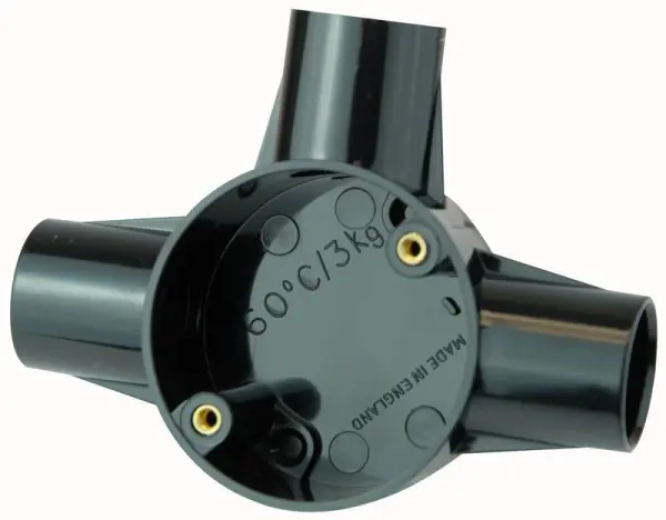 Pro Power Scatola Derivazione a T per Tubo Corrugato 25mm, Nero, Senza Coperch