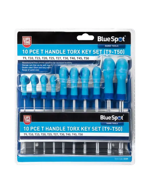 Blue Spot 10 kusový set T-kolíkových klíčů (T9-T50)