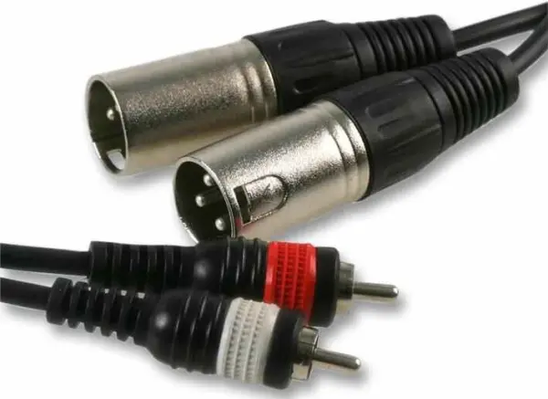 PULSE - Kabel Audio 2x 3 Pin XLR ke 2x Phono (RCA) Lelaki ke Lelaki, 6m Hitam