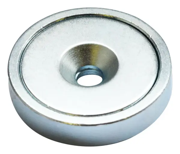 ECLIPSE MAGNETICS 4.5mm Neodymium Countersunk Shallow Pot Magnet, Zinc Plated, - 16mm 7.5kg