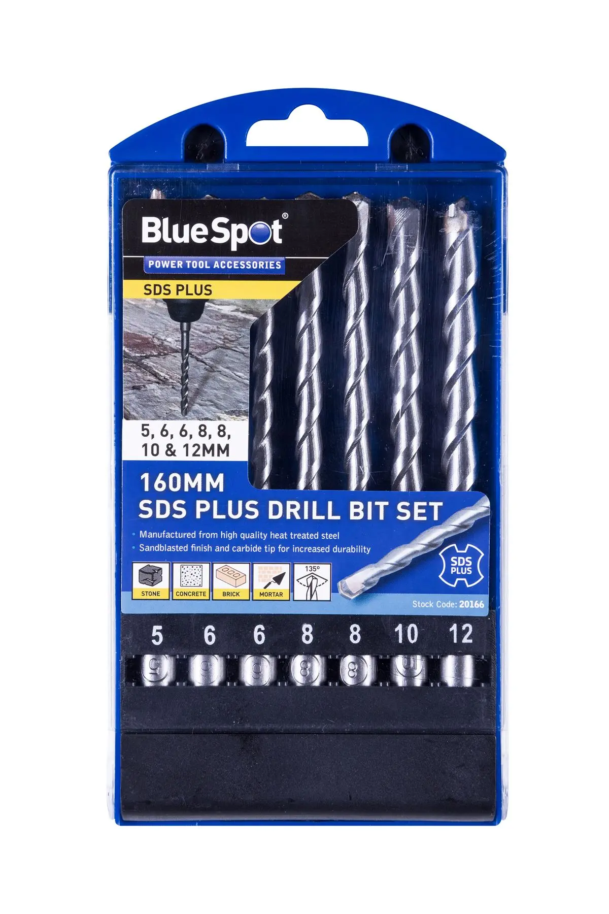 Blue Spot Tools - Tacar 7 BPíosaí Deilbh SDS Plus (5-12mm) 160mm
